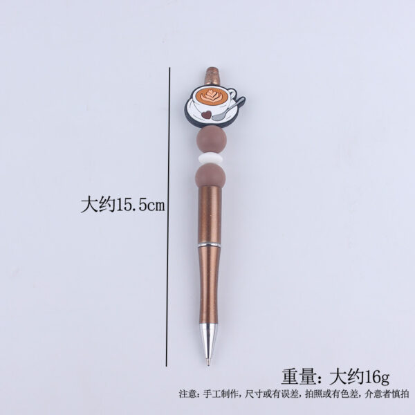 O1CN01G16QOk1NrNjynPhry_2214899881623-0-cib Wholesale Beaded Pens DIY Coffee Cup Silicone Teether Handmade Beaded Colorful Plastic Ballpoint Pen