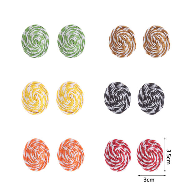 Wholesale Raffia Colorblock Oval Ear Studs