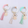 Wholesale MAMA Printed Silicone Beaded Tassel Wrist Keychain