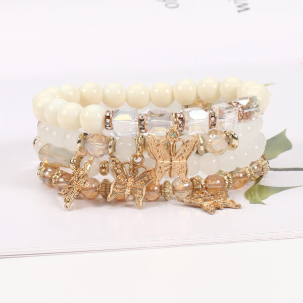 Wholesale Bohemian Multi-layer Butterfly Handmade Beads 4 Pieces/set Artificial Crystal Glass Diamond Bracelet