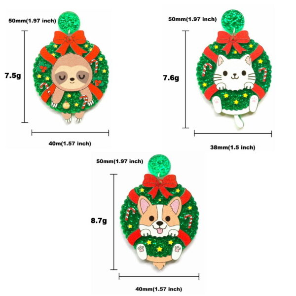 Wholesale Puppy, Kitten, Sloth, Christmas Wreath, Bow Tie, Acrylic Earrings