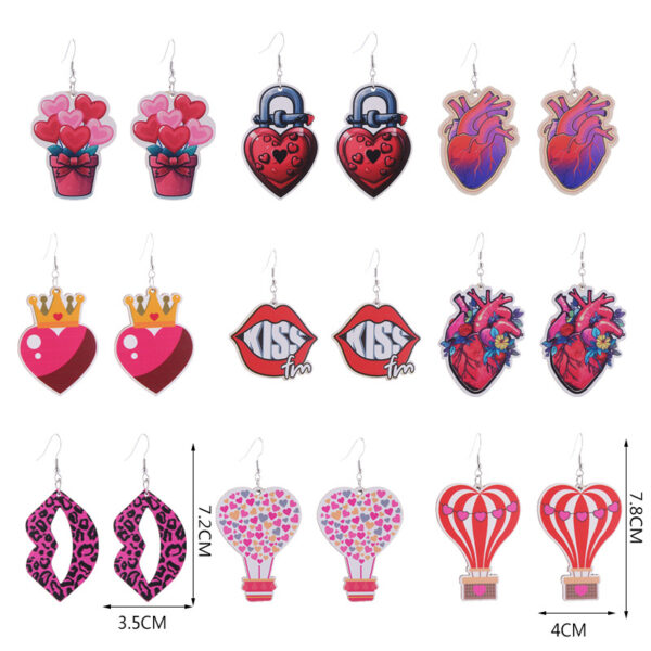 Wholesale Valentine's Day Pink Series Love Hot Air Balloon Dwarf Wooden Earrings