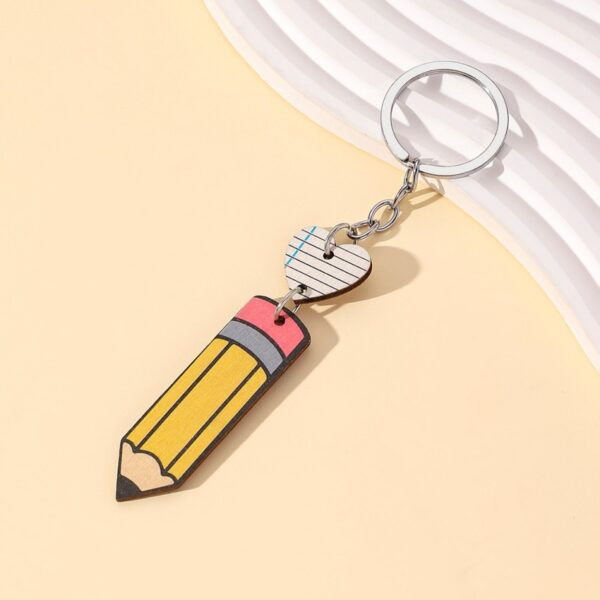 Wholesale Teacher's Day Pencil Love Wooden Keychain