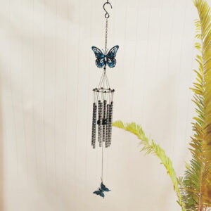 32 inch wrought iron butterfly carved flower tube-Black Blue