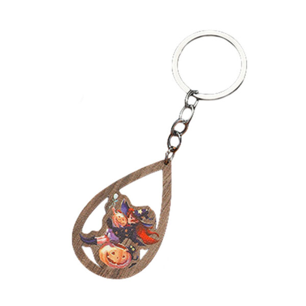 O1CN01G5fyTV1bFjkL9AZzL_2857743436-0-cib Wholesale Halloween Water Drops Pumpkin Ghost Print Wooden Keychain