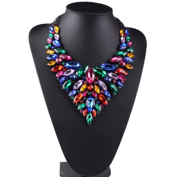 Wholesale Hollow Multi-color Alloy Diamond Necklace