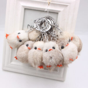 O1CN01G8E1dz1X3ahZ49Bvv__2038122868-0-cib Wholesale Fox Fur Off-white Chick Keychain