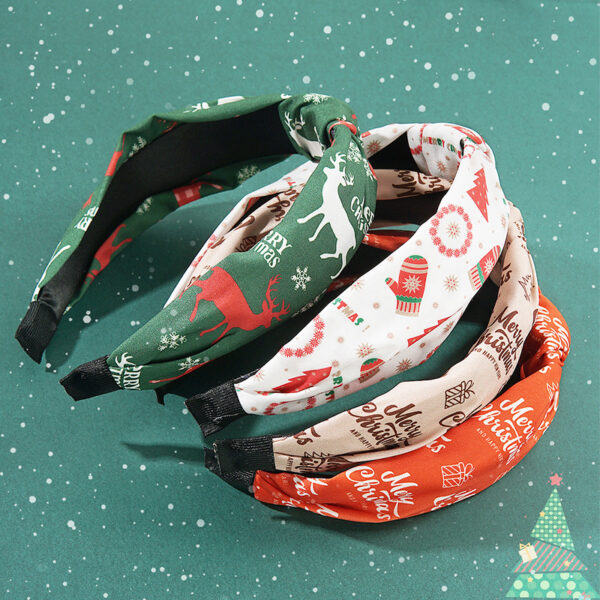Wholesale Christmas Fabric Knots Wide Edge Hair Hoops