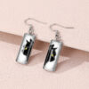 Wholesale Cat Time Gem Rectangular Glass Earrings