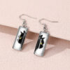 Wholesale Cat Time Gem Rectangular Glass Earrings