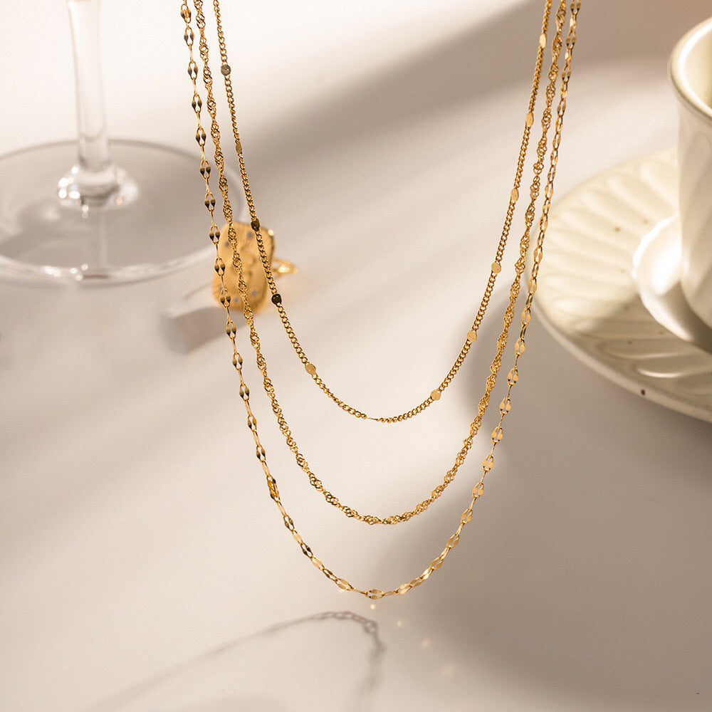 Wholesale Three Layers of Dierent Chain Stacking Necklace Clavicle Chain