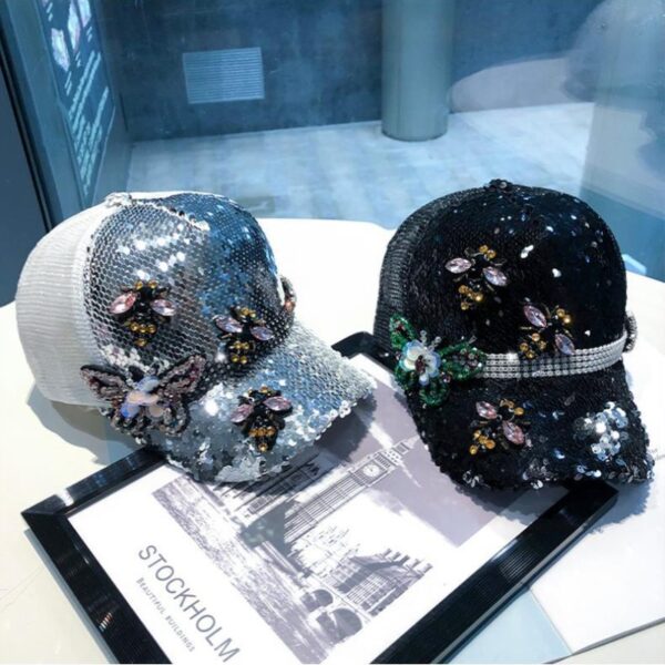 O1CN01GC7MYU1F5H7HvDnI1_3844060435-0-cib Wholesale Rhinestone Butterfly Sunscreen Sequin Mesh Baseball Caps