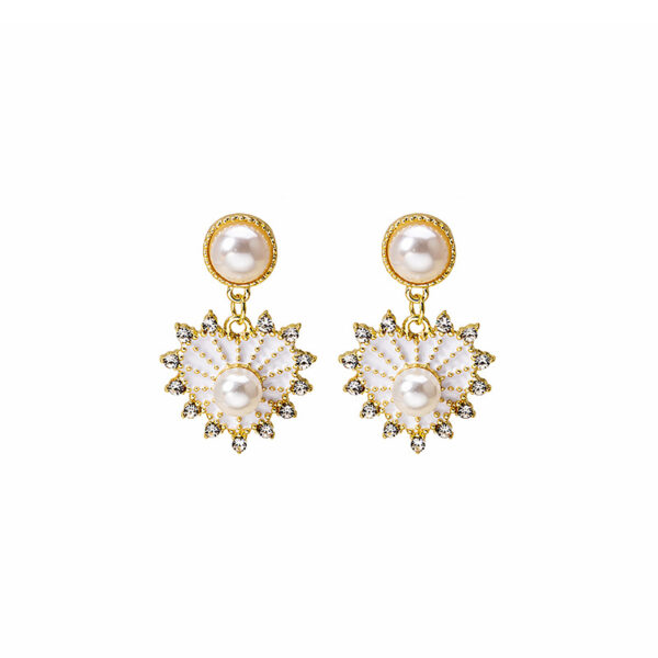 Wholesale Vintage Fine Diamond Pearl Alloy Earrings