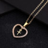 Wholesale Color Zircon Cross Heart Copper Necklaces