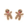 Wholesale Cute Full Diamond Christmas Gingerbread Man Earrings