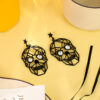 Wholesale Exaggerated Popular Funny Halloween Golden Skull Face Earrings