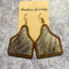 Wholesale Genuine Leather Vintage Cow Brand Smudged Horse Hair Inlaid Western Fashion Earrings