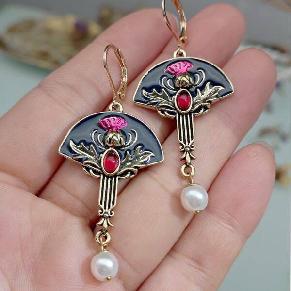 Wholesale Garnet Enamel Metal Earrings