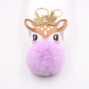 Taro purple / Fawn fur ball pendant
