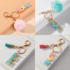 Wholesale Rainbow Color Gradient Letter Resin Crystal Keychain