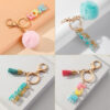 Wholesale Rainbow Color Gradient Letter Resin Crystal Keychain