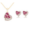 Wholesale Necklace Set Colorful Diamond Heart Shape Female Pendant Alloy Earrings