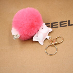 Watermelon red / Fox fur ball key chain