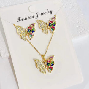 Wholesale Butterfly Titanium Steel Necklace Color Preservation Micro-set Earrings Necklaces Set
