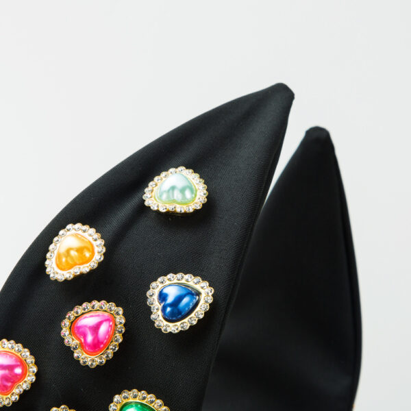 Wholesale Valentine's Day Fabric Colorful Love Pearl Set Diamond Hair Hoops