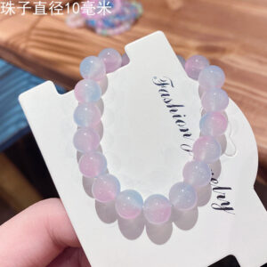 Pink blue 10mm double color gradient ice through glass bracelet