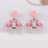 Wholesale Flamingo Heart Acrylic Earrings