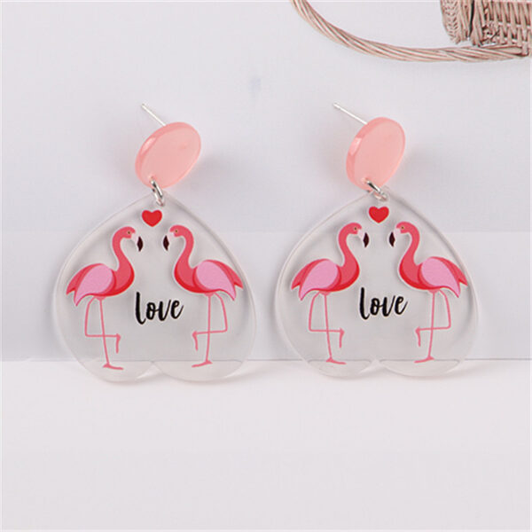 Wholesale Flamingo Heart Acrylic Earrings