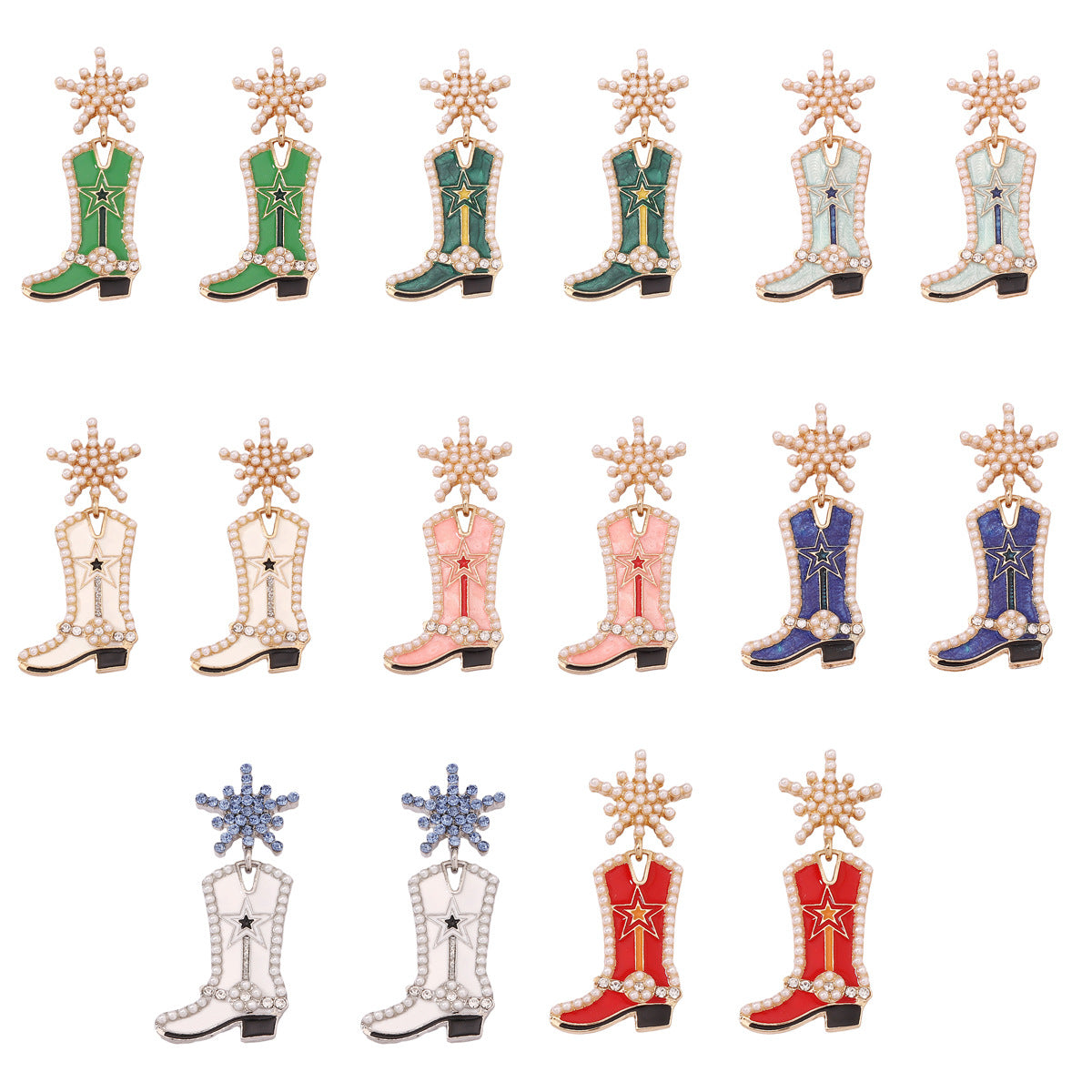Wholesale Mother's Day Creative Oil ipping Long Boots Alloy Earrings