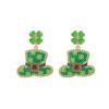 Wholesale St. Patrick's Clover Hat Alloy Oil Drop Diamond Earrings