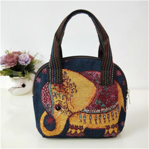Dark Blue Base Yellow Elephant Shell Bag