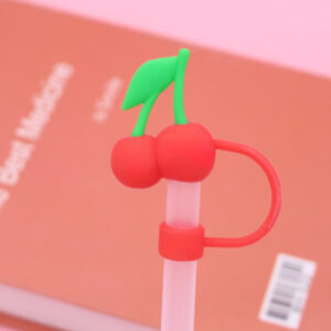 Silicone red cherry 10mm / Bagged without straw