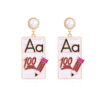 Wholesale Teacher's Day Book Pencil Alloy Earrings