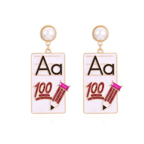 Wholesale Teacher's Day Book Pencil Alloy Earrings