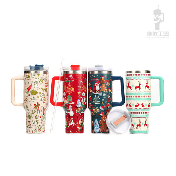 Wholesale Tumbler 40oz Stainless Steel Christmas Car Portable Straw Thermos Cup Ice Bullies Cup