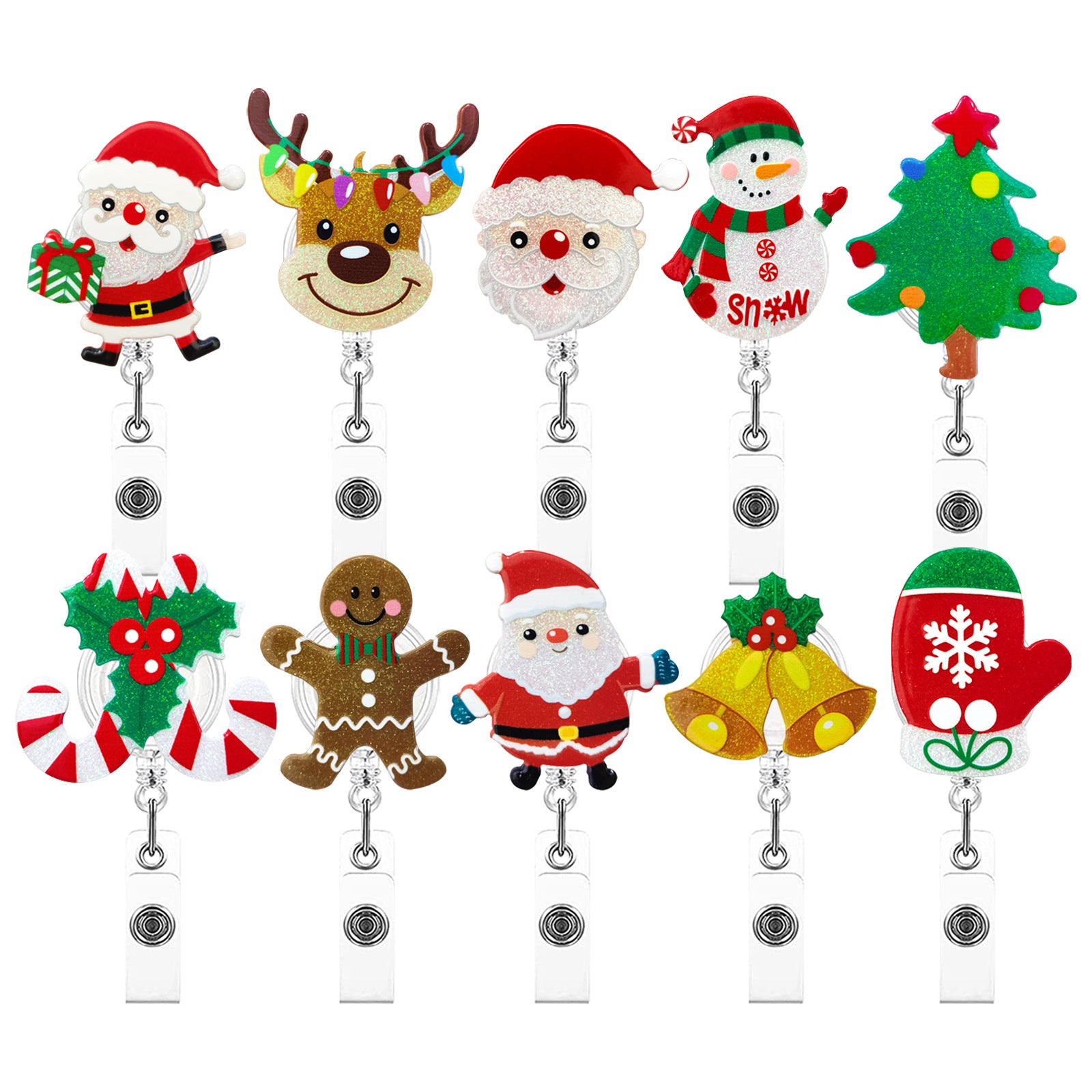 Wholesale Badge Reels Acrylic Christmas Retractable Keychain