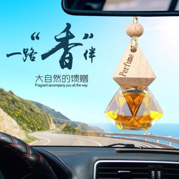 Wholesale Car Triangular Wooden Cover Perfume Rearview Mirror Aromatherapy Essential Oil Hanger