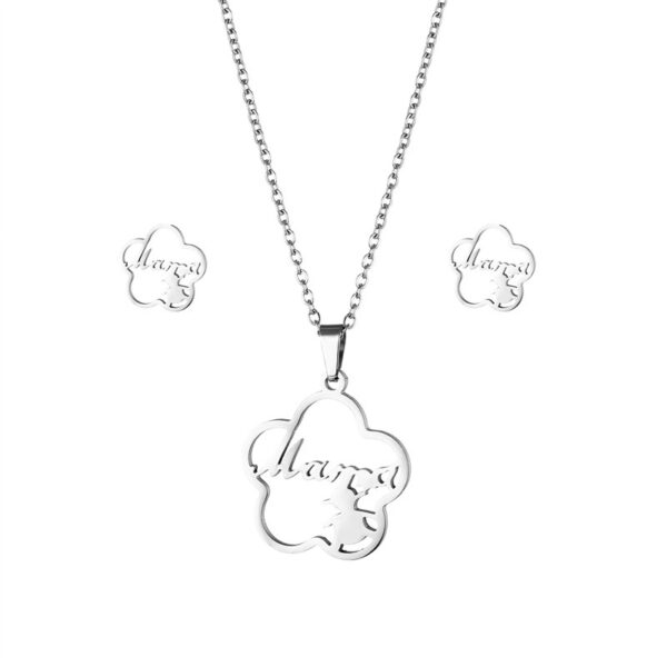 Wholesale Mother's Day Plum Blossom Stainless Steel Earrings Jewelry Set