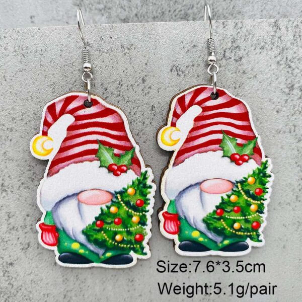 Wholesale Santa Claus Bells Red Car Water Drop Wooden Earrings