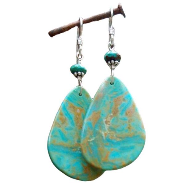 Wholesale Statemente Green Turquoise Metal Earrings