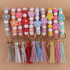 Wholesale Cartoon Flower Silicone Handmade Beaded Wrist Keychain