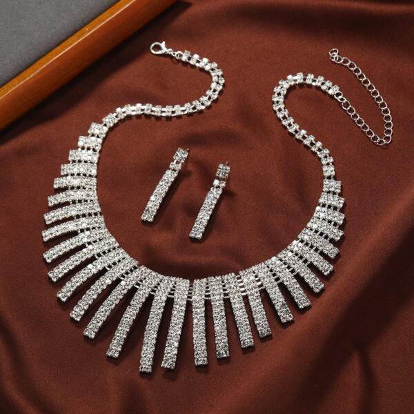 Wholesale Bridal Full Diamond Tassel Necklace Set