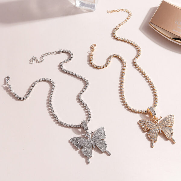 Wholesale Jewelry Alloy Diamond Butterfly Necklace