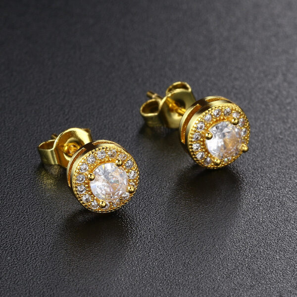 Wholesale Round Full Diamond Hip Hop Zircon Earrings