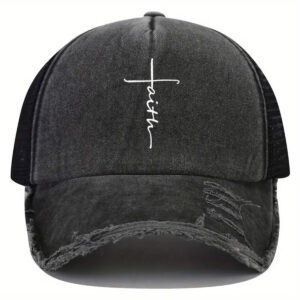 Printed Faith Holes Baseball Cap-Black / Free size