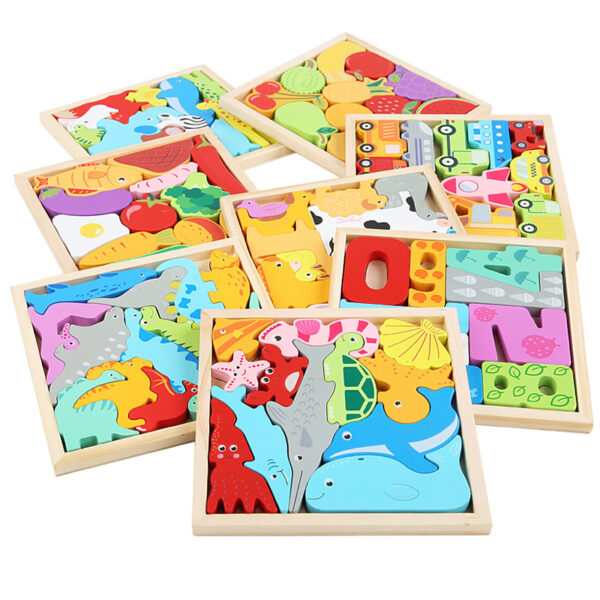 O1CN01GbW9AD2Er4rJfYzQG_2202167608797-0-cib Wholesale Cartoon Animals Three-dimensional Wooden Fruits and Vegetables Transportation Puzzle Puzzle Board